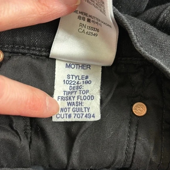 Mother Tippy Top Frisky Flood Not Guilty Black Denim Straight Jeans Size 25 - Picture 13 of 14